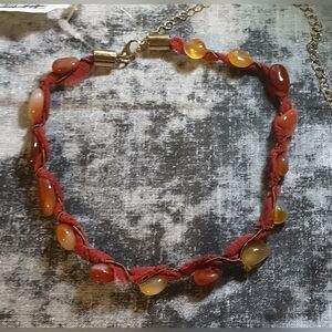 Elegant Gold and Orange Beaded Choker